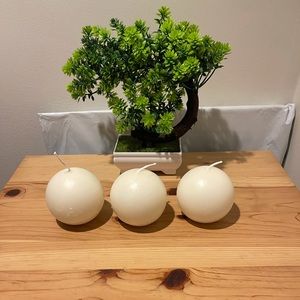 Yummi 2.8” Sphere/ Ball Candles Set of 3 Color: Ivory